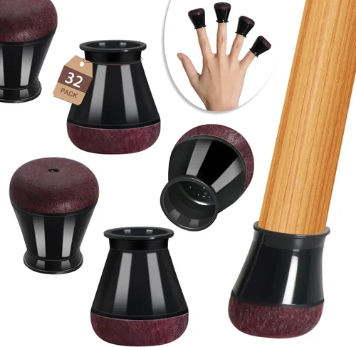Vista 8 de Protectores de Piso para Patas de Silla Cuadrados, Protectores de Patas de Silla para Pisos de Madera Dura, Tapas de Silicona con Fieltro que