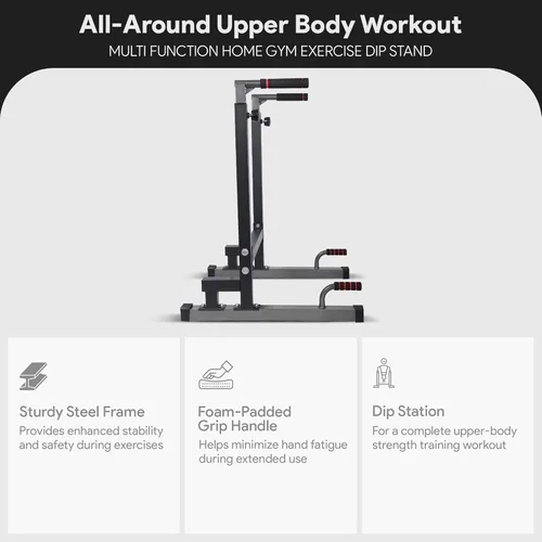 Vista 3 de Estación de inmersión de marco de acero BalanceFrom con altura ajustable, capacidad de peso de 500 libras – Equipo de gimnasio en casa