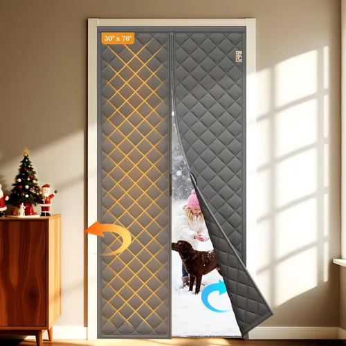 Vista 42 de Yotache - Cortina magnética aislada térmica para puerta, se adapta a puertas de 28 x 78 pulgadas, cortina de 30" x 80", material Oxford resistente a