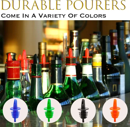 Vista 6 de EHOMEA2Z Paquete de 12 boquillas para verter botellas – Licor de flujo libre, aceite de oliva, jarabe de café y botellas de hielo afeitado – Surtido