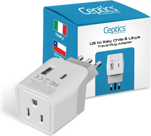 Vista 25 de Adaptador de viaje Ceptics, de EE. UU. a Japón, Filipinas, con doble USB, tipo A, ultra compacto Tipo M - Suráfrica