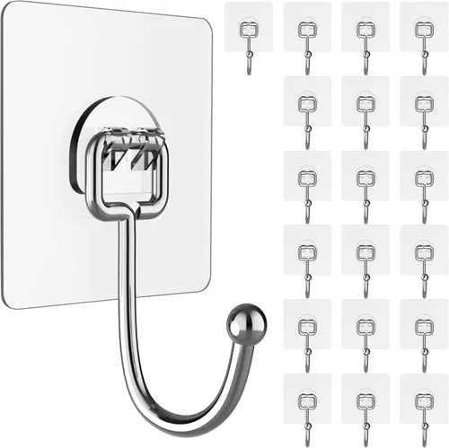 Vista 10 de Latoxcaa - Ganchos adhesivos de pared resistentes - Fuertes y transparentes, soportan hasta 10 kg, impermeables y reutilizables, ideales