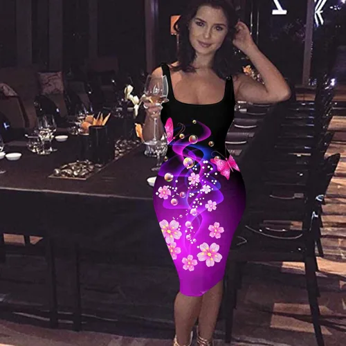 Vista 2 de Vestido de verano para mujer sin mangas chaleco de trabajo ajuste casual cadera para mujer vestido largo delgado con manga larga