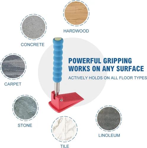 Vista 3 de Cuña de tope de puerta de mango largo – Juego de 2 – Cuña de goma resistente, ajustable, antideslizante, mango extensible para personas mayores