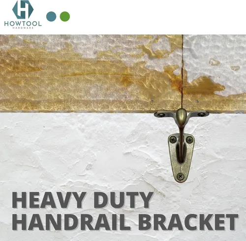 Vista 5 de Soporte de pasamanos resistente de latón antiguo, paquete de 3 HOWTOOL