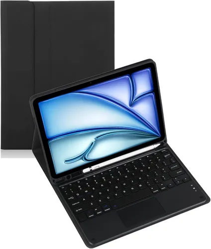 Vista 13 de Funda de teclado para tableta Android Samsung Galaxy Tab A9 de 8.7 pulgadas SM-X110/X115/X117 Cubierta trasera a prueba de golpes Funda de Negro