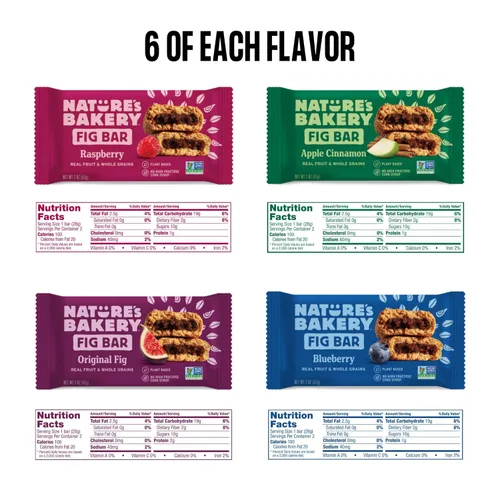 Vista 2 de Stone Ground - Barras de higo de trigo integral – Paquete variado de 36 unidades, totalmente naturales, sin OMG, caja variada de aperitivos surtidos