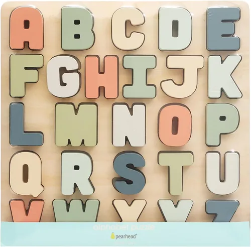 Vista 9 de Pearhead Rompecabezas de madera del alfabeto, juguete de aprendizaje ABC para niños pequeños, tablero de rompecabezas educativo Montessori
