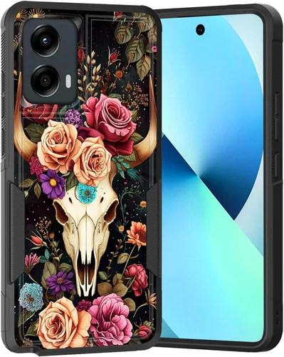 Vista 123 de para Moto G Play 4G 2024, funda de dos capas híbrida resistente y a prueba de golpes, PC duro + silicona suave protectora para Motorola Moto G Play