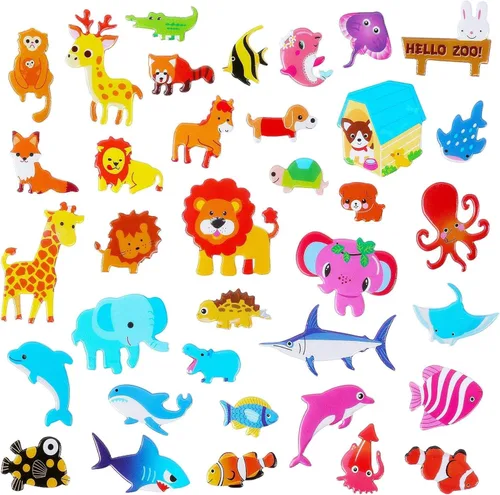 Vista 3 de UPINS 200 hojas de calcomanías pequeñas hinchadas de animales 3D a granel para niños pequeños, libros de calcomanías de espuma para niños