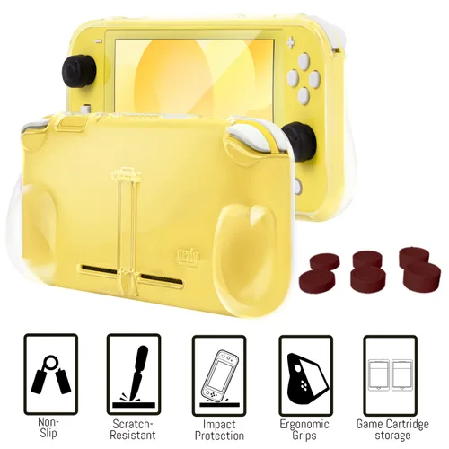 Vista 6 de Orzly Switch Lite Accessories Bundle - Funda y protector de pantalla para consola Nintendo Switch Lite, cable USB, soporte para juegos, funda