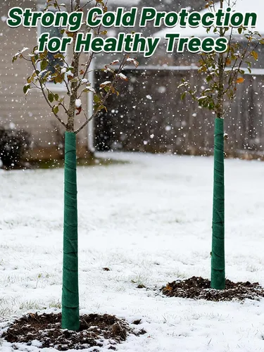 Vista 7 de ANPHSIN Protector de árbol para protección contra la congelación en invierno, 65 pies x 2 piezas, protector de corteza de tronco transpirable