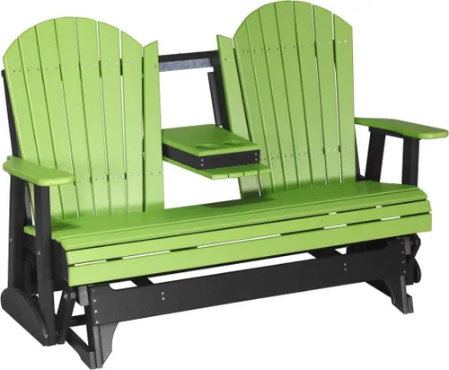 Vista 12 de LuxCraft Deslizador Adirondack de 5 pies con consola plegable Gris paloma sobre negro