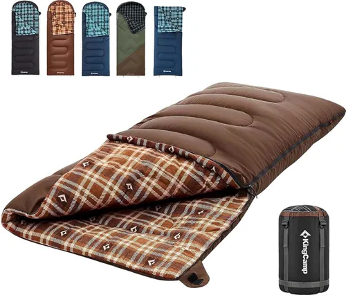 Vista 11 de KingCamp Sleeping Bag for Adults, Cold Weather & Warm XL Big and Tall Flannel Sleeping Bags with Compression Sack Portable Waterproof Essentials