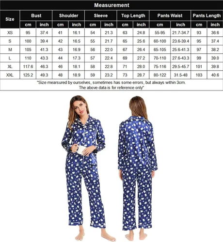 Vista 7 de SWOMOG - Conjunto de pijama de dos piezas, de satén de seda con botones, para mujer