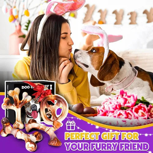 Vista 8 de Paquete de 4 juguetes masticables para perros para masticadores agresivos, juguetes resistentes e indestructibles para perros con sabor a tocino