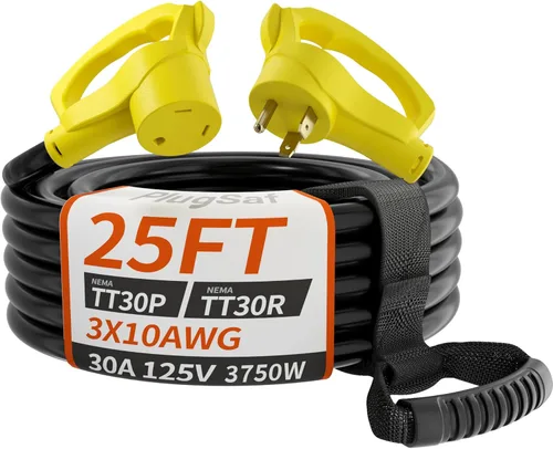 Vista 12 de PlugSaf NEMA 14-50P/14-50R 3 pies 50 Amp cable de extensión RV/EV para exteriores con mango de agarre, cable de alimentación RV STW flexible de 4