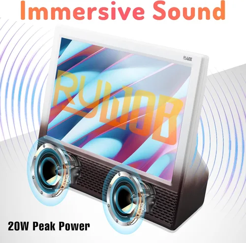 Vista 2 de Televisión portátil de 14 pulgadas con antena, batería recargable integrada de 8800 mAh, televisión digital ATSC con puertos de tarjeta HDMI/USB/TF