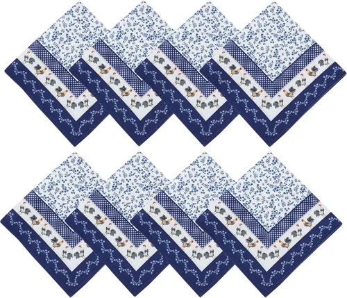 Home Bargains Plus Servilletas cuadradas de tela, juego de 8 servilletas, diseño de gallo azul de la Provenza, resistente a las arrugas, el agua y