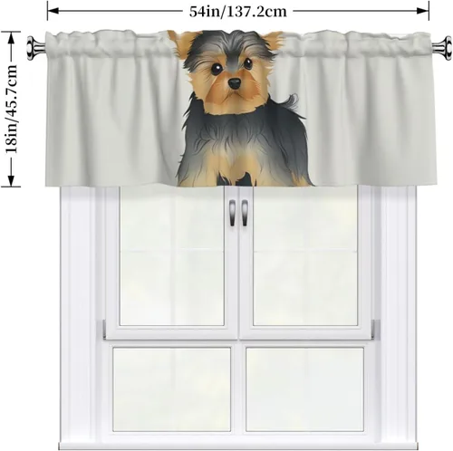 Vista 4 de SWEET TANG Kitchen Curtains for Window with Rod Pocket 18 x 54 Inches Compatible with Funny Cute Yorkies