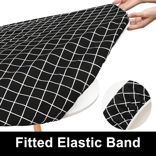 Vista 272 de Mantel rectangular, manteles de plástico elásticos ajustables con parte trasera de franela para mesas de 4 pies, manteles de vinilo impermeables