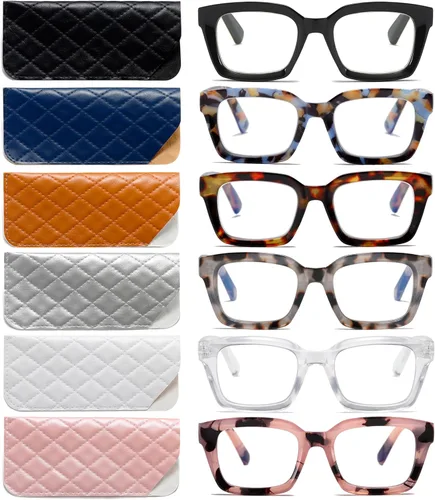 Vista 11 de 3 Pack Oversize Square Design Reading Glasses for Women, Blue Light Blocking Computer Reader
