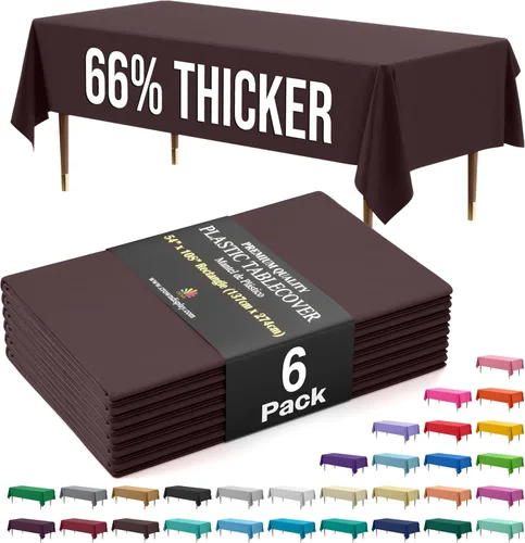 Vista 21 de Exquisite 66% Thicker Premium Plastic Table Cloth Rectangle Table Cover 0.5 Mil 6 Pack Aqua Table Cloth 54 Inch x 108 Inch Disposable Tablecloth