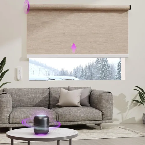 Vista 25 de Astomi - Persianas enrollables motorizadas para ventanas, persianas 100 % opacas para oscurecer la habitación, persianas inteligentes sin cordón