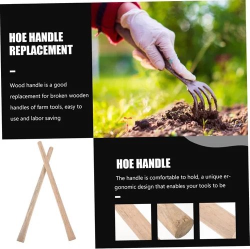 Vista 4 de 2 piezas de mango de madera ergonómico de repuesto para herramientas de granja, azada de madera dura y pala, agarre cómodo para jardinería y diseño