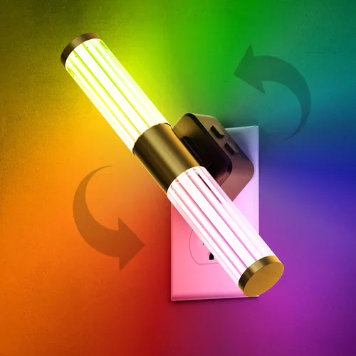 Vista 18 de L LOHAS LED Luz nocturna, luces nocturnas enchufables a la pared, sensor de luz automática de rotación de 180° [1 paquete], brillo ajustable de 0 a