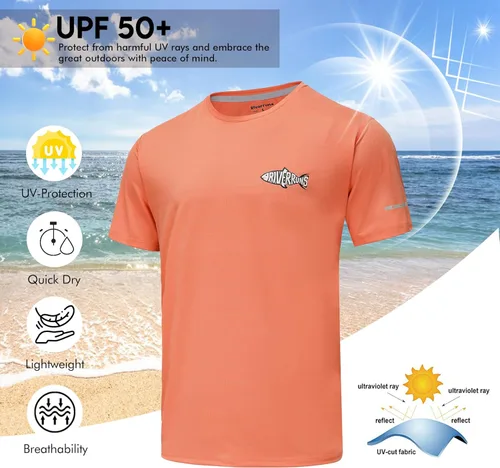 Vista 3 de Riverruns Camiseta de pesca UPF 50+, ligera, transpirable, de secado rápido, protección solar.