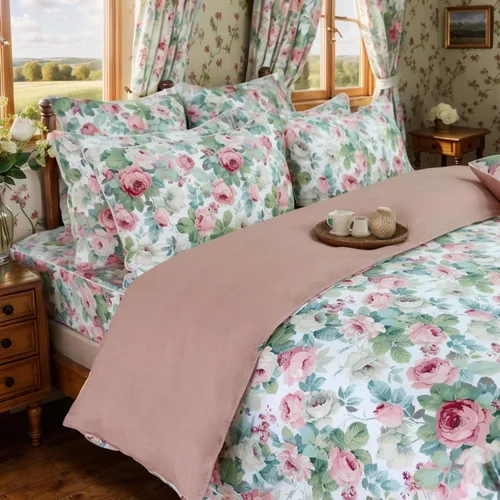 Vista 9 de FADFAY Juego de funda de edredón con estampado floral de roseta, juego de ropa de cama de encaje con volantes para niñas, 3 piezas, tamaño individual