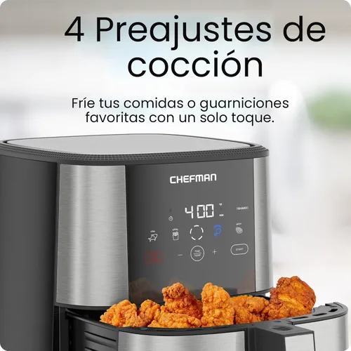 Vista 5 de Chefman TurboFry Touch - Freidora de aire táctil, tamaño familiar grande de 5 cuartos de galón, preajustes de control digital con un toque, papas