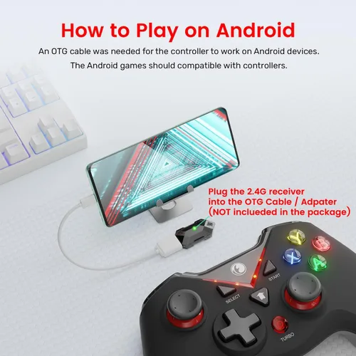 Vista 6 de IFYOO VONE 2.4G Wireless Game Controller, Dual-Vibration Gaming Gamepad Joystick for PC Windows 11 10 8 7 Steam, PS3, Android Phone Tablet TV