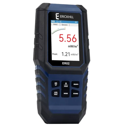 Vista 9 de ERICKHILL Medidor EMF, Detecta Campos Eléctricos y Magnéticos, Detector EMF Digital de Mano con Pantalla LCD, Alarma de Sonido y Luz, Batería Azul