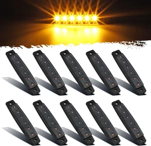 Partsam 10 luces indicadoras laterales de 3.8 pulgadas de color ámbar delgado con 6 LED para remolque, camión, camioneta, camioneta, camioneta,