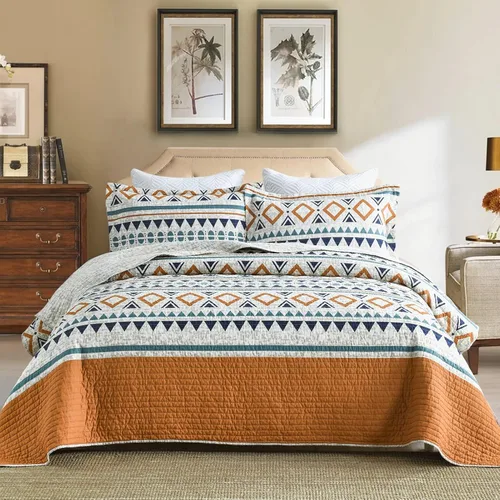 Vista 13 de SahSahCasa Juego de edredón de tamaño Queen, juego de colcha de tamaño Queen, 100% algodón, colchas florales, juego de ropa de cama acolchada