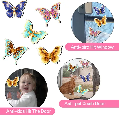 Vista 3 de Eaasty 10 imanes de mariposa para puerta, de doble cara, adhesivos magnéticos y flexibles para puerta, protector magnético y flexible, decorativo