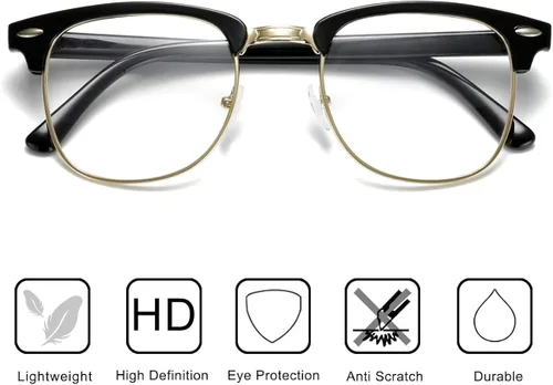 Vista 3 de AISSWZBER Gafas de lente transparente de media montura sin montura vintage