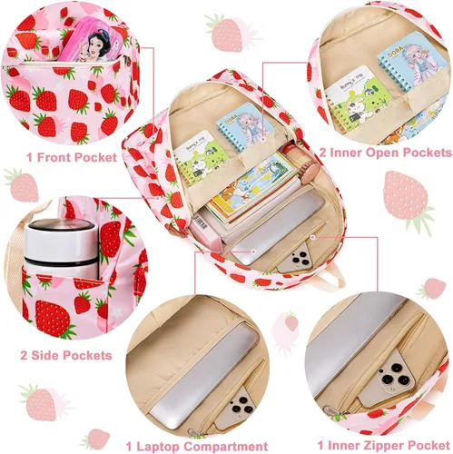 Vista 7 de CAMTOP - Conjunto de mochila y lonchera con estampados divertidos para niños de preescolar y primaria