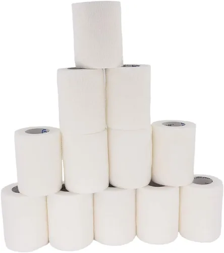 Vista 10 de Vendajes cohesivos autoadhesivos, 6 unidades de 3 pulgadas x 5 yardas, cinta médica, rollos no tejidos adhesivos flexibles y transpirables