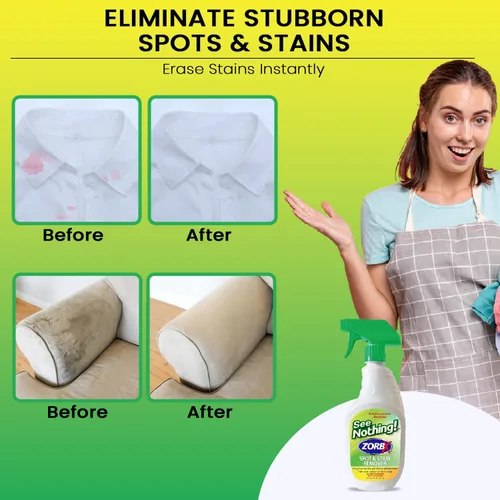 Vista 6 de ZORBX Spray removedor de manchas y manchas See Nothing, removedor de manchas perfecto para zapatos, ropa, muebles y ropa de cama de mascotas