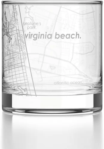 Vista 10 de Well Told Vaso de rocas grabado con mapa de Akron, Ohio, cristalería estilo antiguo (325ml, transparente) Vaso de bourbon grabado, regalos