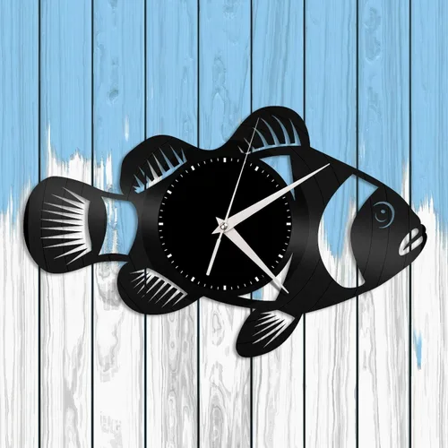 Clownfish Vinyl Wall Clock Unique Gift for Animal Lovers Home Room Decoration Vintage Design Office Bar Room Home Decor