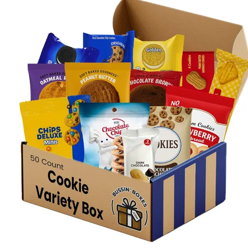 Paquete variado de galletas – Paquete de cuidado de galletas con galletas envueltas individualmente para adultos y niños – Caja de aperitivos dulces