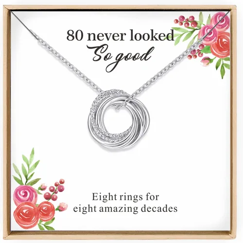 Annamate Regalos de cumpleaños para mujer, collar de plata de ley 30, 40, 50, 60, 70, 80, 90, collar de cumpleaños para ella de 3, 4, 5, 6, 7, 8, 9,