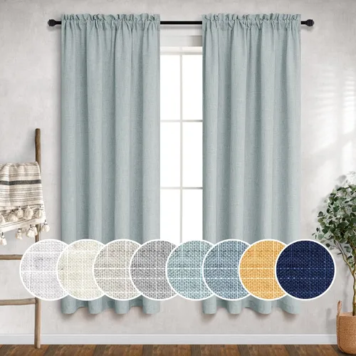 Vista 74 de Mrs.Naturall Cortinas azul marino de 90 pulgadas de largo para sala de estar, juego de 2 paneles con bolsillo para barra, cortinas reductoras