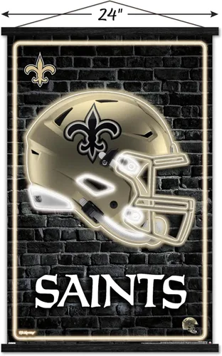 Vista 3 de Trends International NFL New Orleans Saints - Póster de pared con casco neón 23 con marco magnético