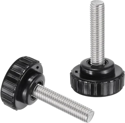 Vista 49 de uxcell 2 perillas de sujeción moleteadas M6 x 0.394 in métricas de acero inoxidable 304 rosca macho tornillo de pulgar en tipo 1.181 in cabeza