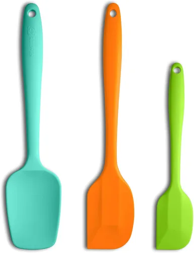 Vista 10 de Juego de espátulas de silicona de 3 piezas, mango ergonómico, espátulas de alta resistencia al calor, espátulas de goma antiadherentes con núcleo